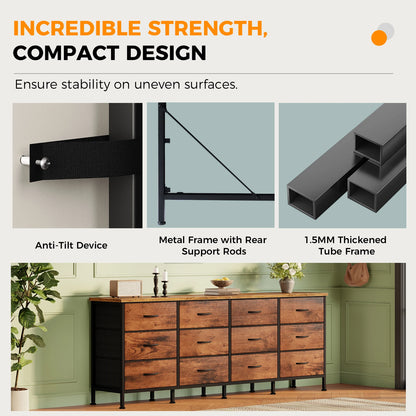 JHK 12 Fabric Cabinet Drawers Beside Nightstand Tables