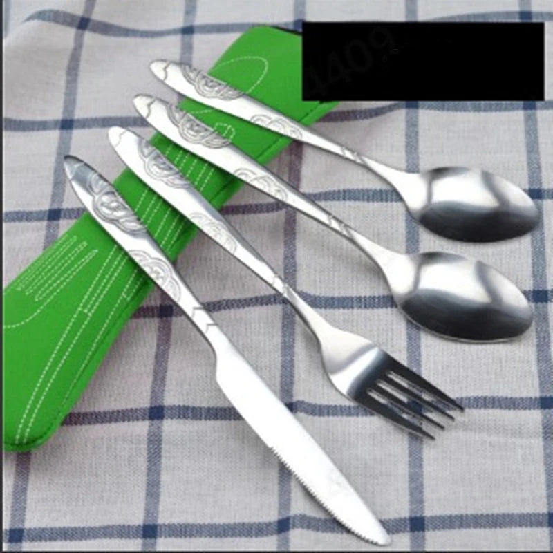 Portable Stainless Steel Family Camping Cutlery with Bag