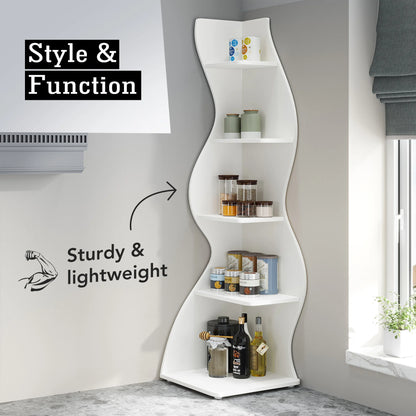Tribesigns Corner Shelf, Modern 5-Tier Wall Corner Bookshelf, Stylish Corner
