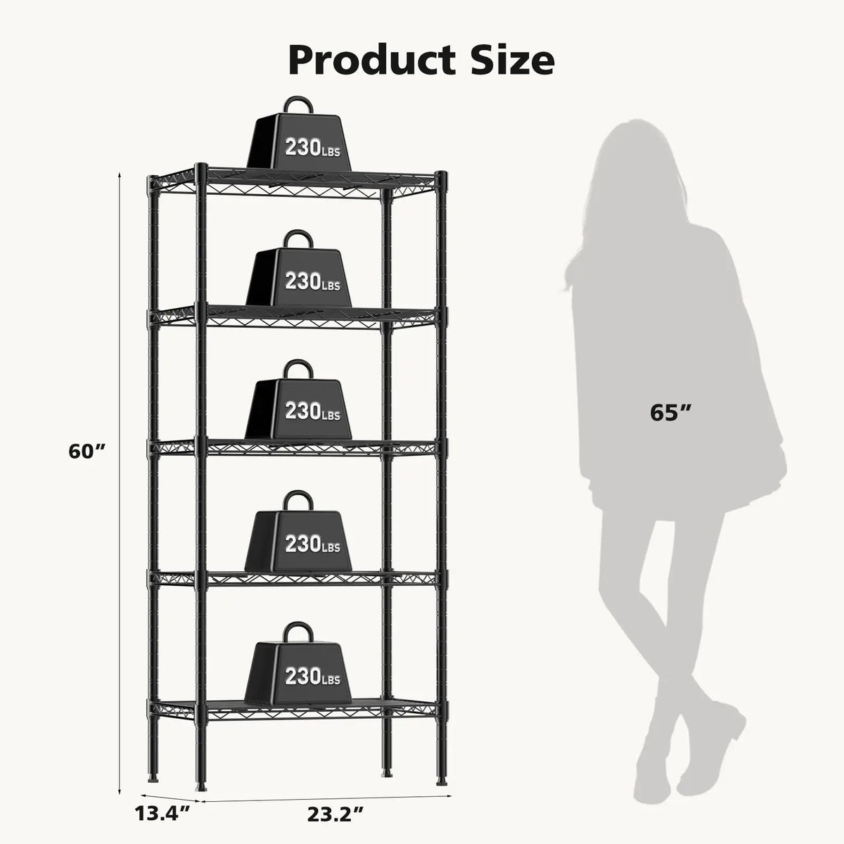 JHK 3-5 Tier Metal Wire Storage Shelves Adjustable Storage Racks Heavy Duty