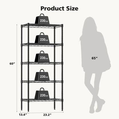 JHK 3-5 Tier Metal Wire Storage Shelves Adjustable Storage Racks Heavy Duty