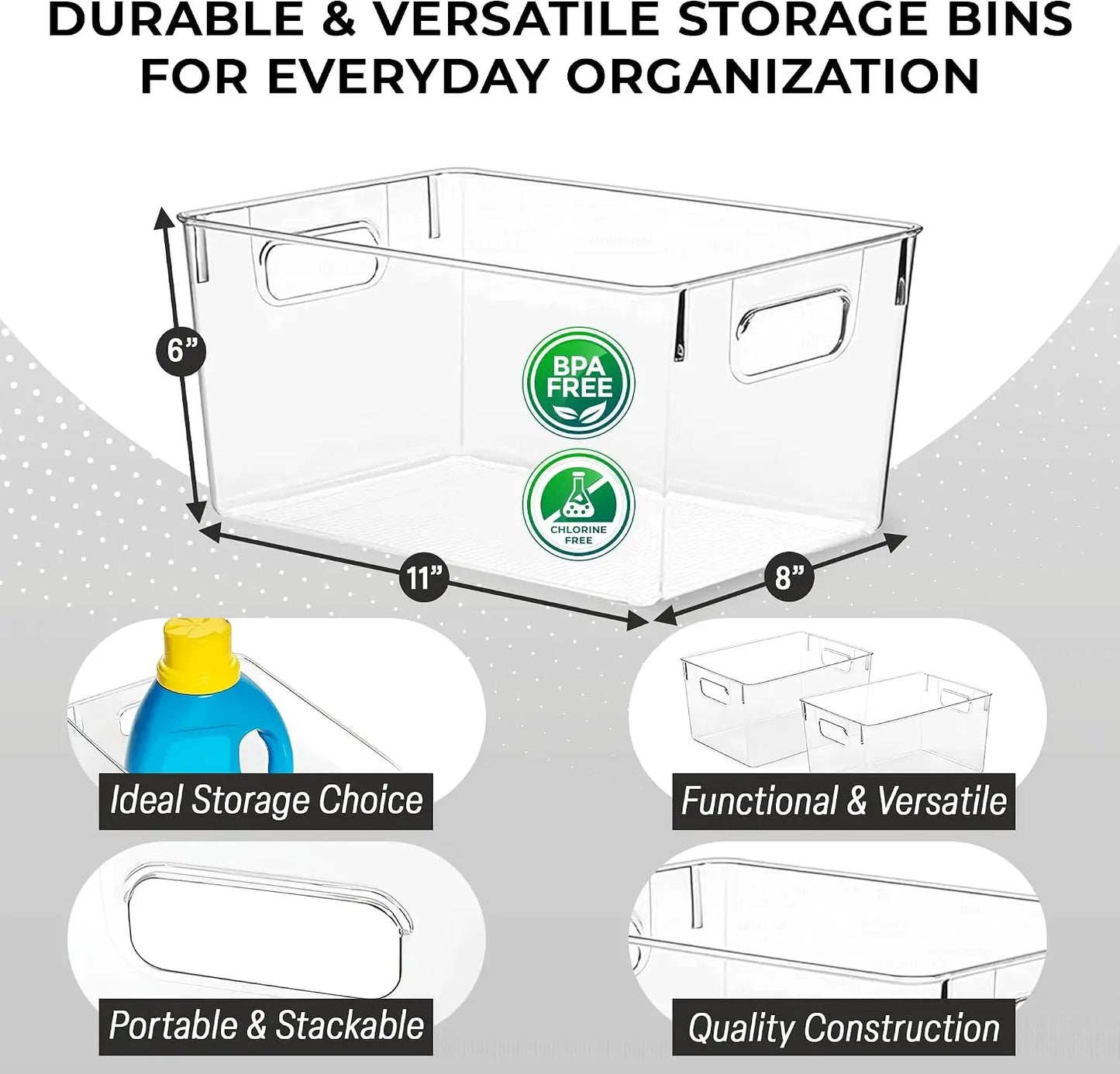 Clear Plastic Storage Bins for Pantry