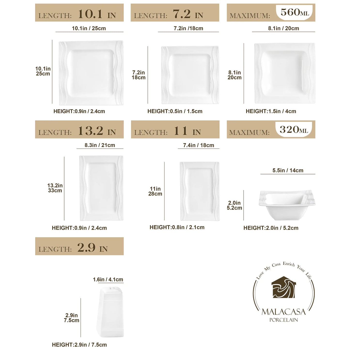 28 Piece Square Dinnerware Set