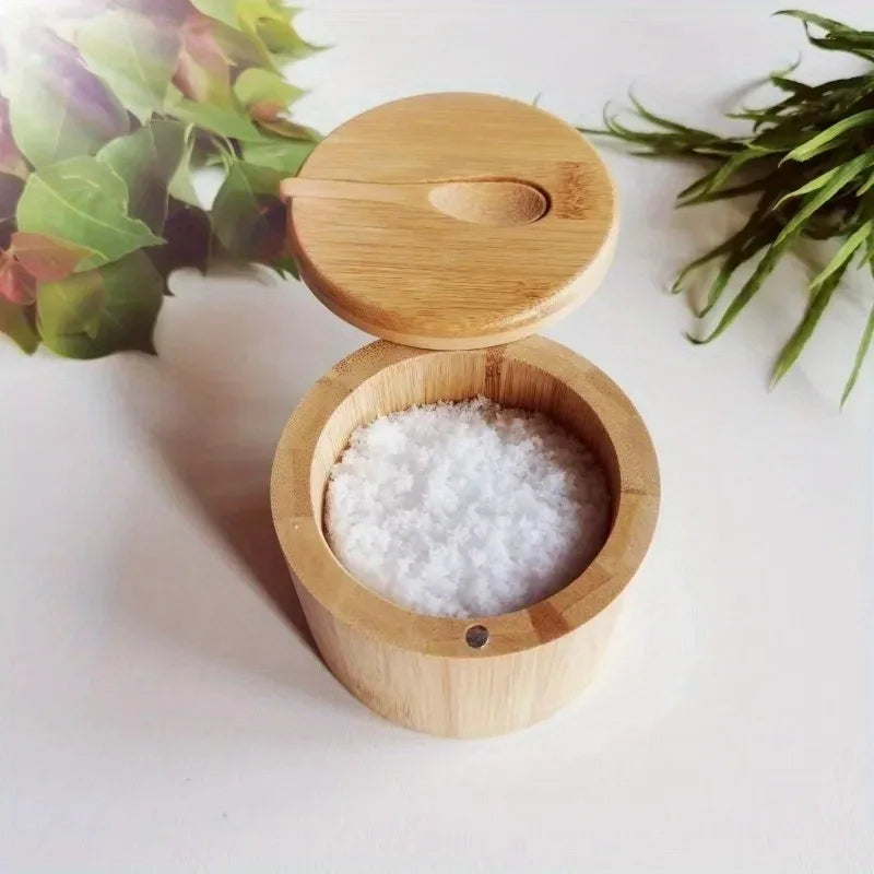 Salt Seasoning Jars Pepper Jar Bamboo Condiment Box