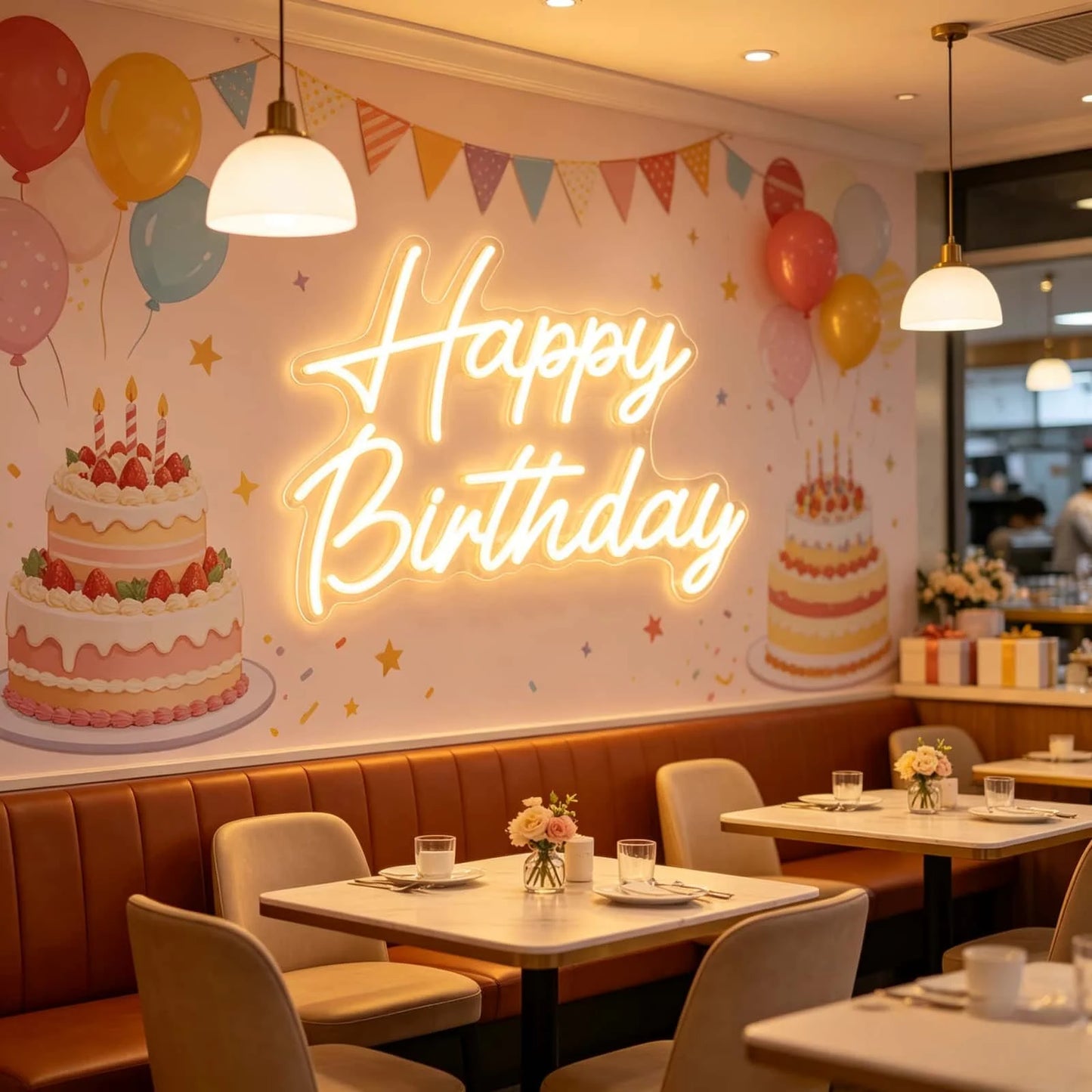 Happy Birthday LED Neon Sign Warm White