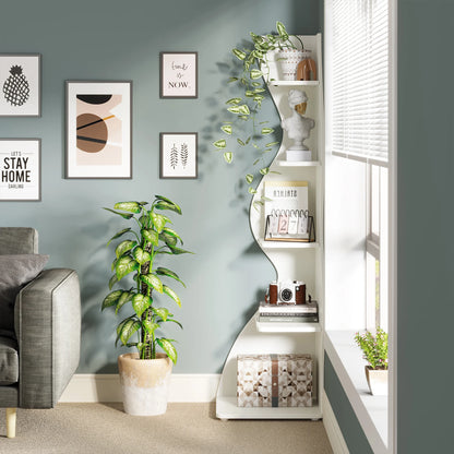 Tribesigns Corner Shelf, Modern 5-Tier Wall Corner Bookshelf, Stylish Corner