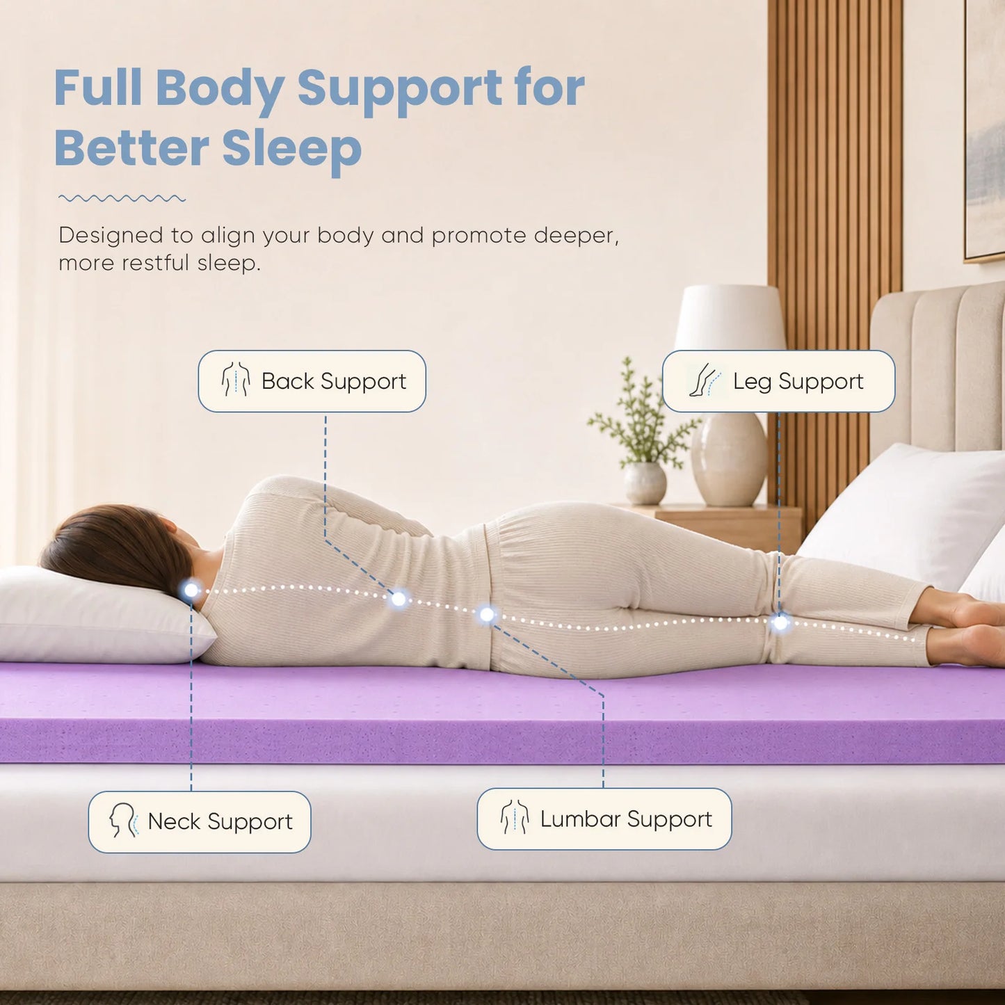 JHK 3 Inch Cooling Memory Foam Mattress Topper