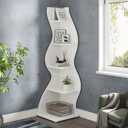 Tribesigns Corner Shelf, Modern 5-Tier Wall Corner Bookshelf, Stylish Corner