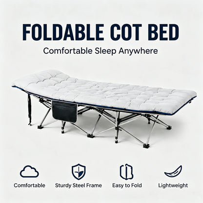 Portable Foldable Camping Cot with Thick Padded Mattress