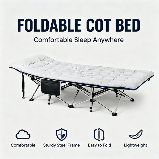 Portable Foldable Camping Cot with Thick Padded Mattress